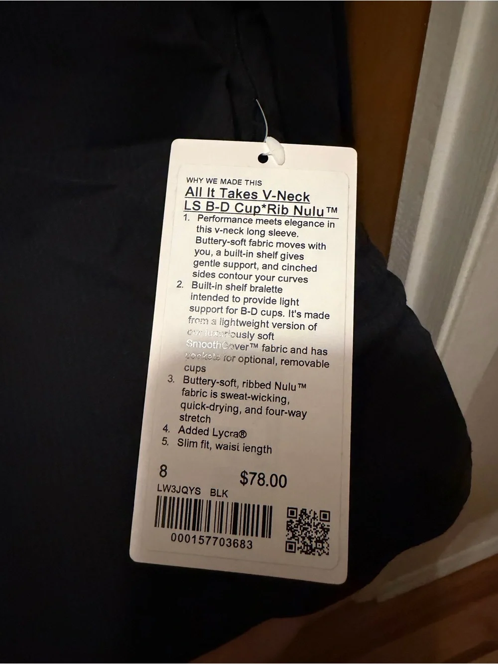 lululemon athletica Black Long Sleeve V-Neck Top